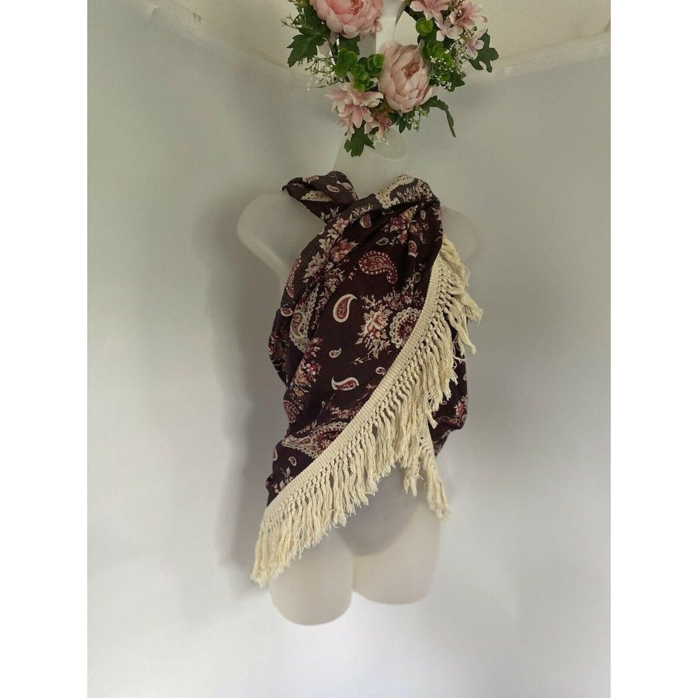 VTG Boho Oversized 38" X 26" Shawl Scarf Wrap - Picture 3 of 12